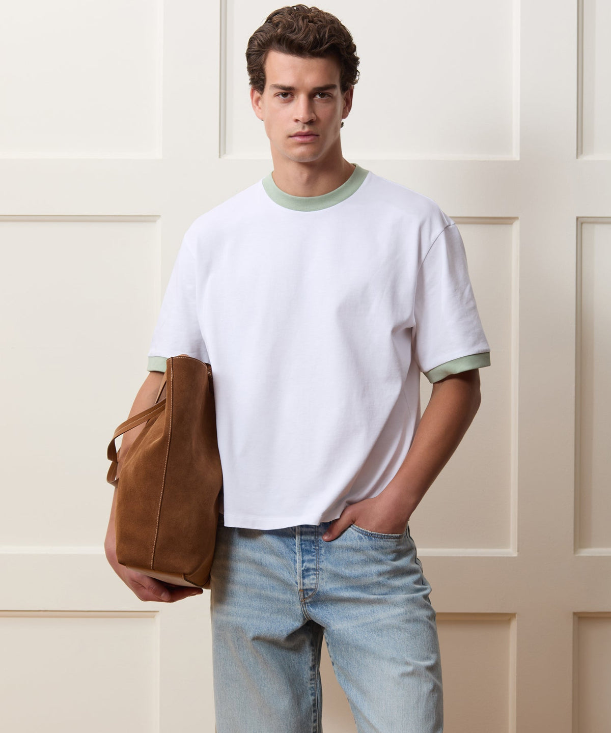 Boxy Jersey Ringer Tee - Simply White