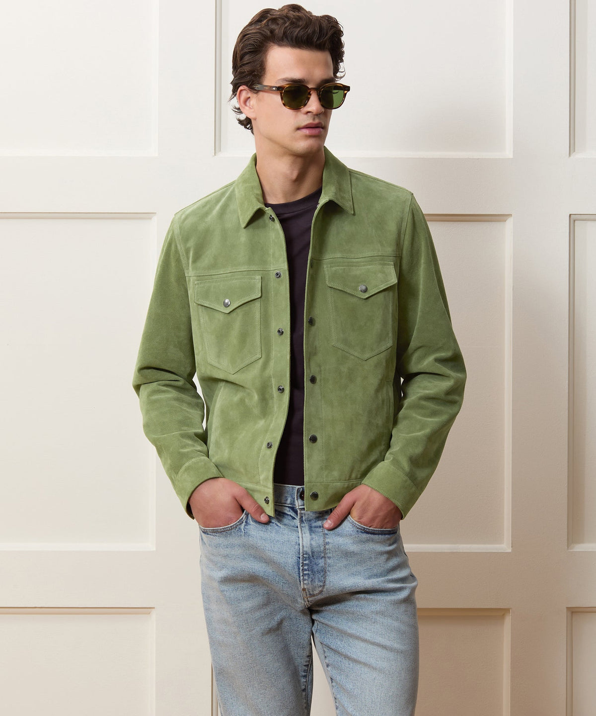 Italian Suede Dylan Jacket - Desert Sage