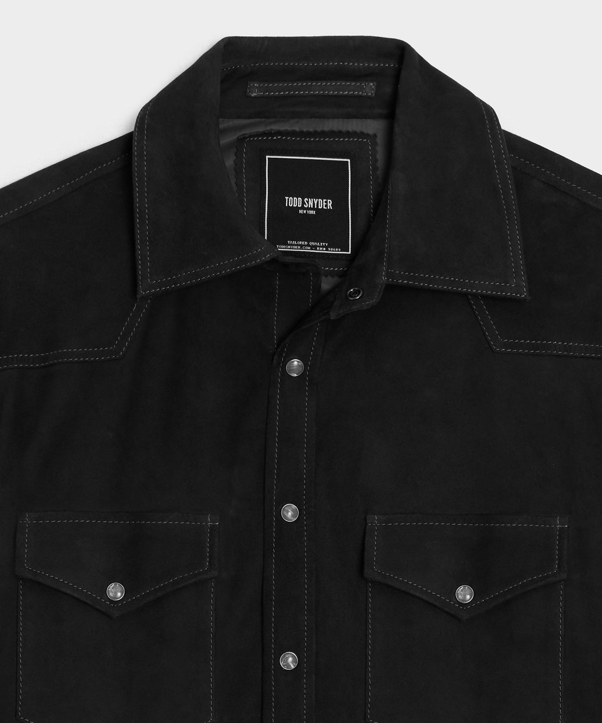 Italian Suede Western Shirt Jacket - Black