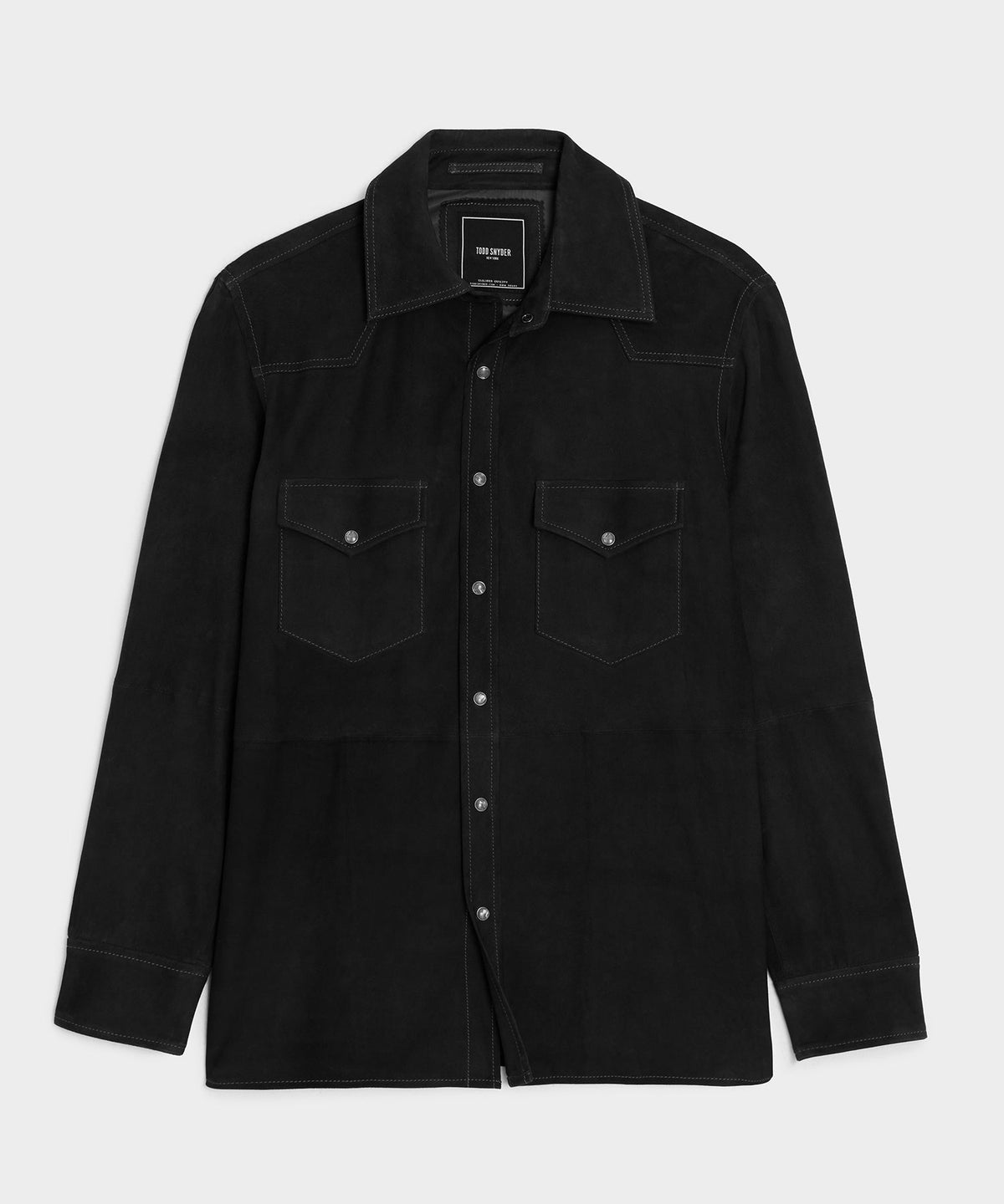 Italian Suede Western Shirt Jacket - Black