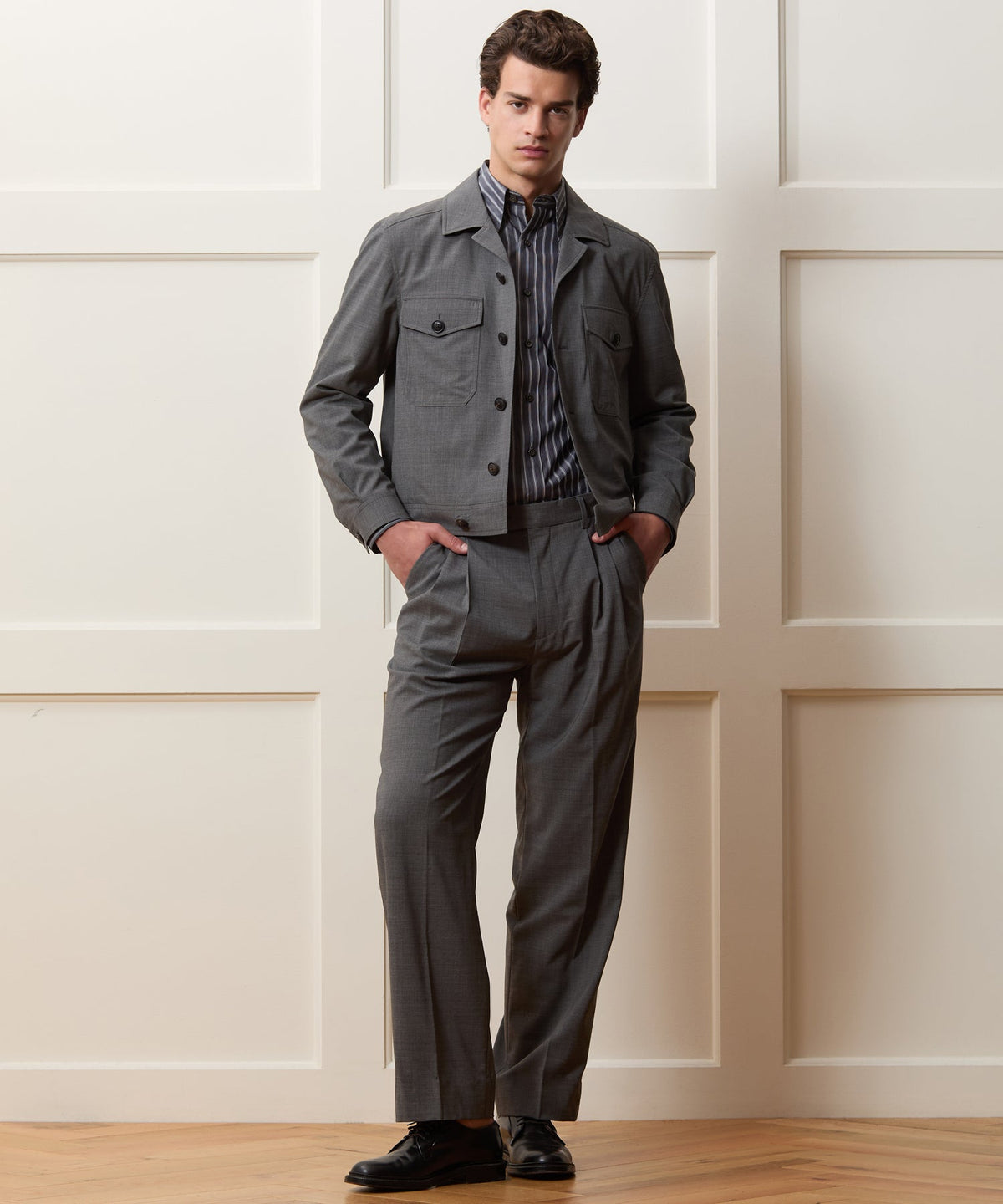 Tropical Wool Eisenhower Jacket - Charcoal