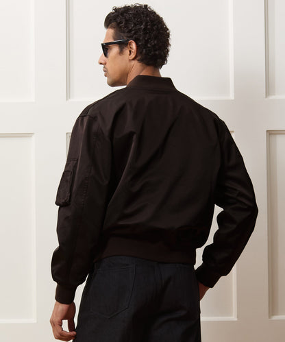 Satin Flight Jacket - Burgundy