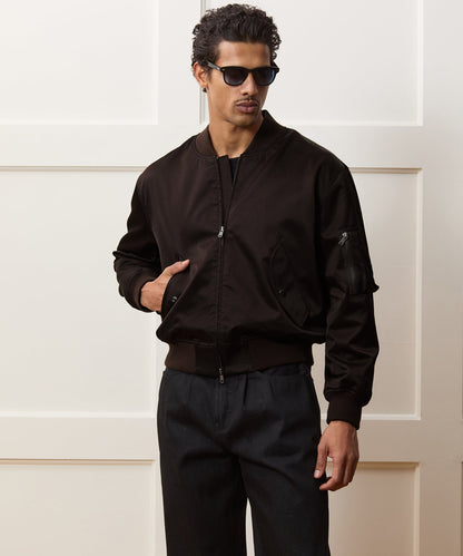 Satin Flight Jacket - Burgundy