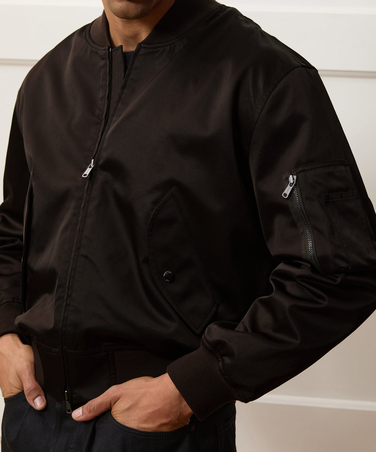 Satin Flight Jacket - Burgundy