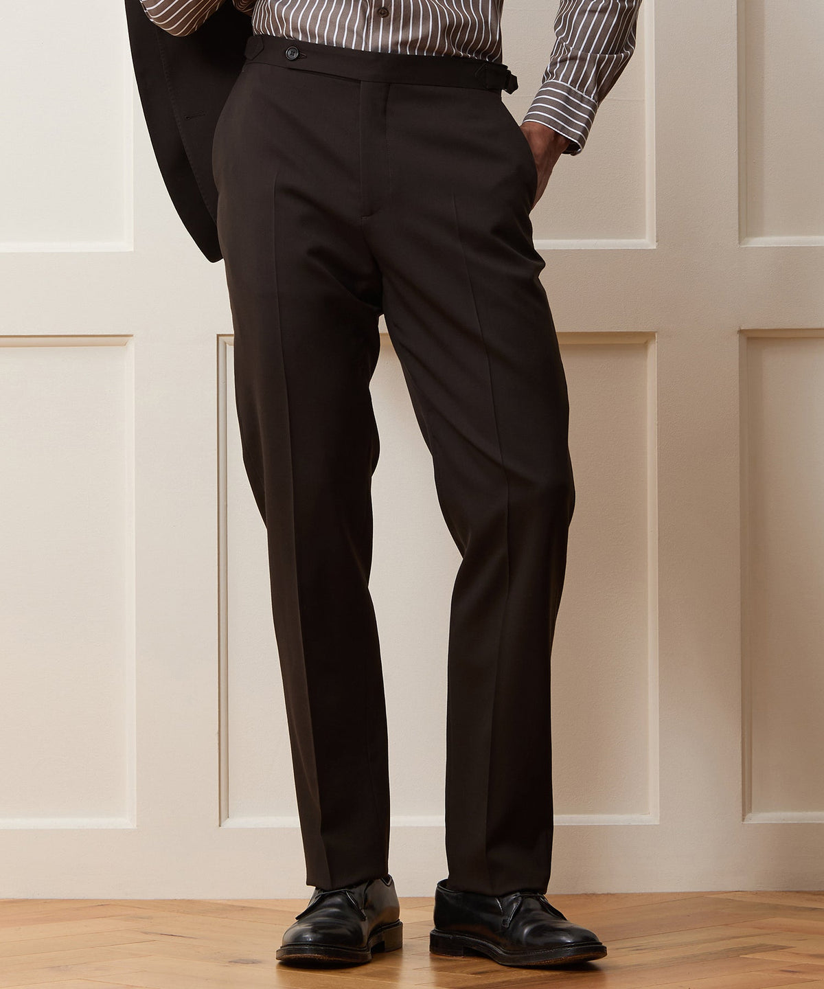 Italian Gabardine Side Tab Trouser - Caviar