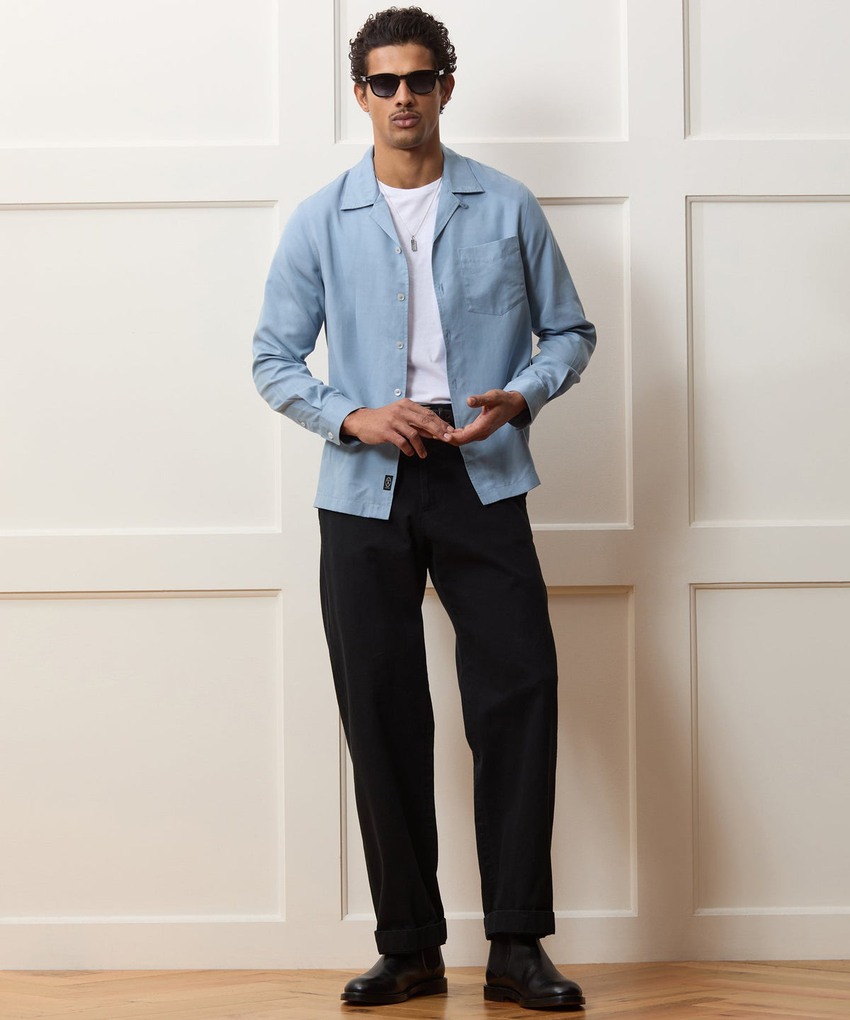 Sueded Tencel Hollywood Shirt - Light Blue