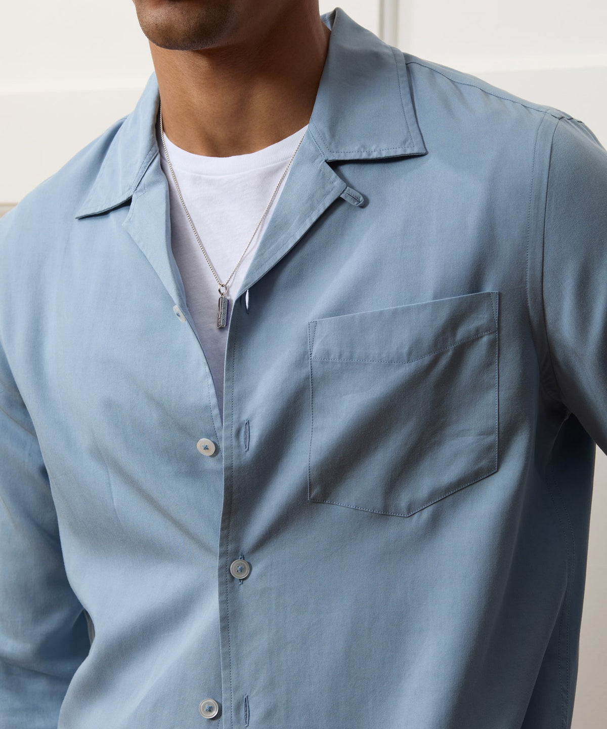 Sueded Tencel Hollywood Shirt - Light Blue