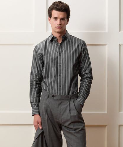 Poplin Long Point Collar Dress Shirt - Faded Black