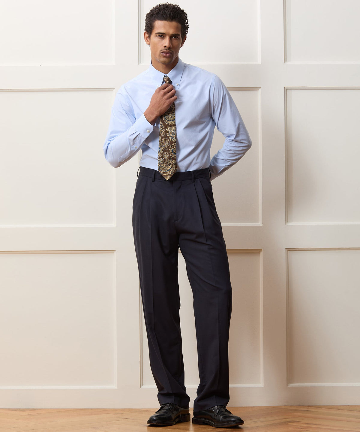 Cotton Twill Button-Down Dress Shirt - Blue