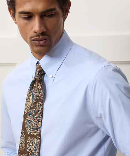 Cotton Twill Button-Down Dress Shirt - Blue
