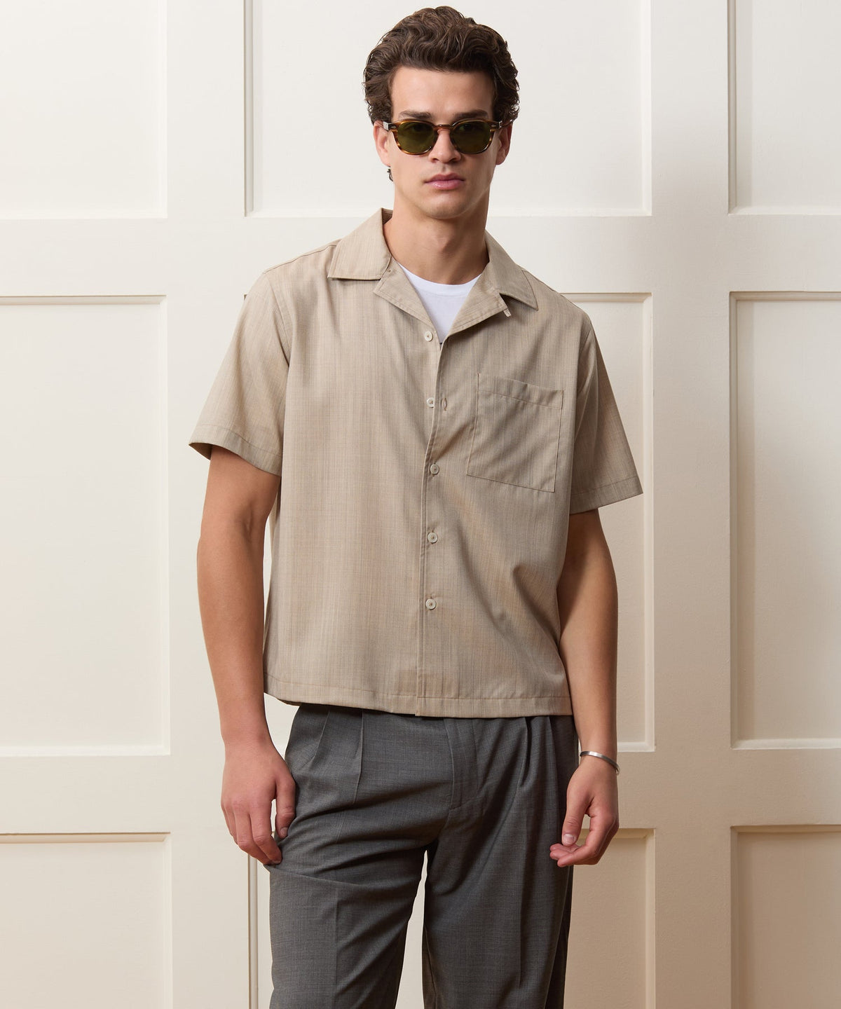 Lightweight Merino Capri Shirt - Heather Taupe