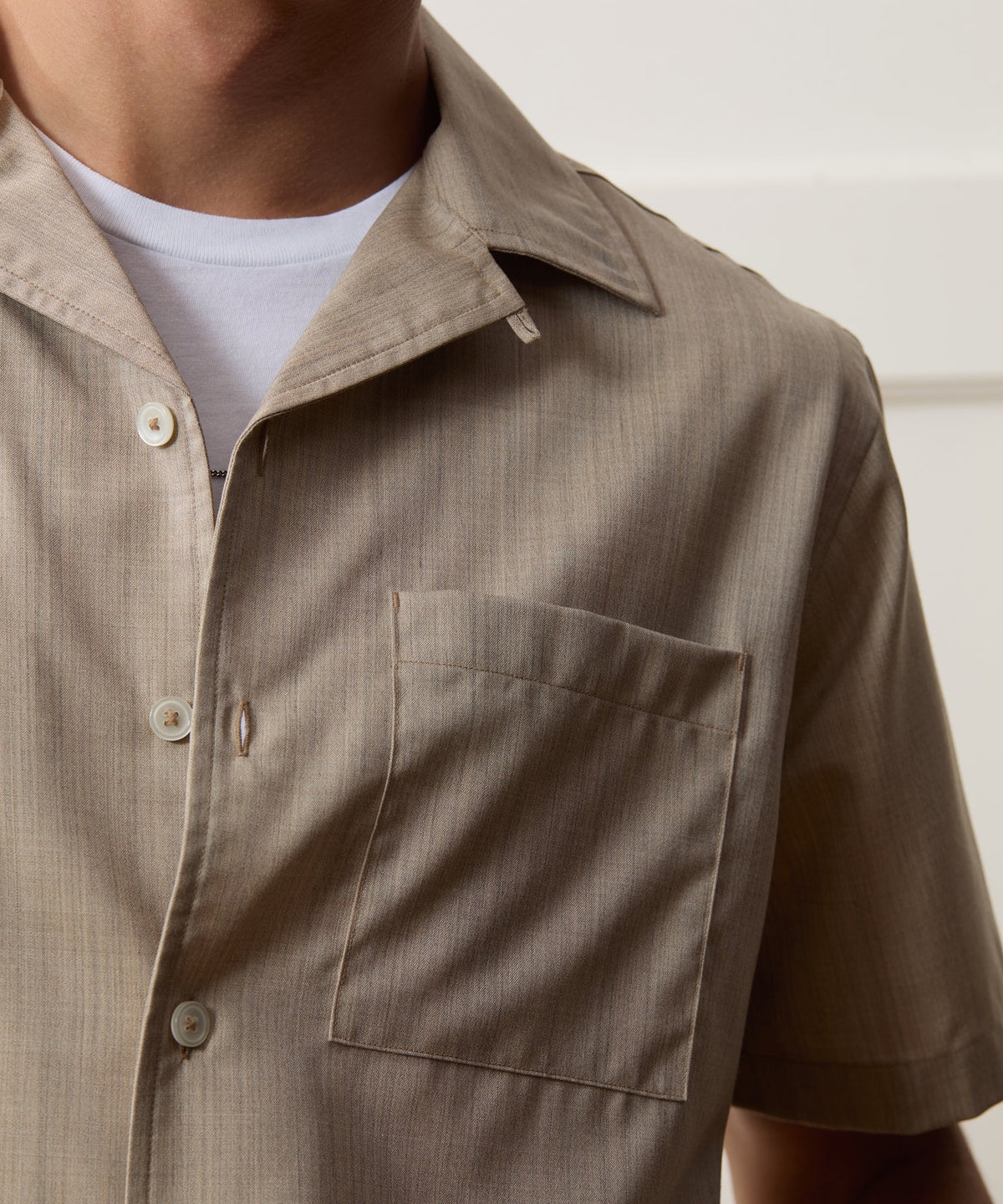 Lightweight Merino Capri Shirt - Heather Taupe