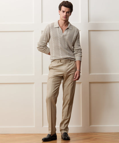 Beechwood Cable Knit Sweater Polo - Stone