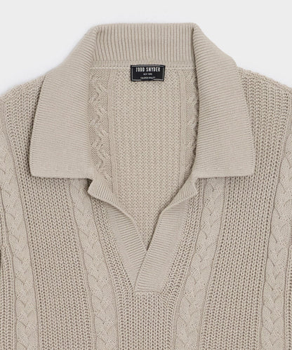 Beechwood Cable Knit Sweater Polo - Stone