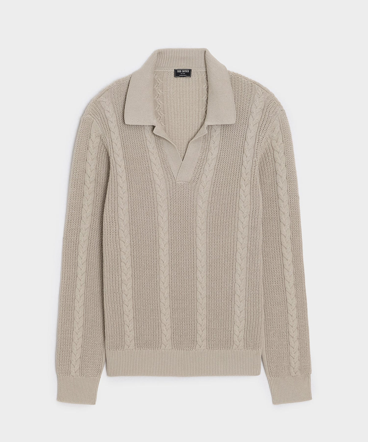 Beechwood Cable Knit Sweater Polo - Stone