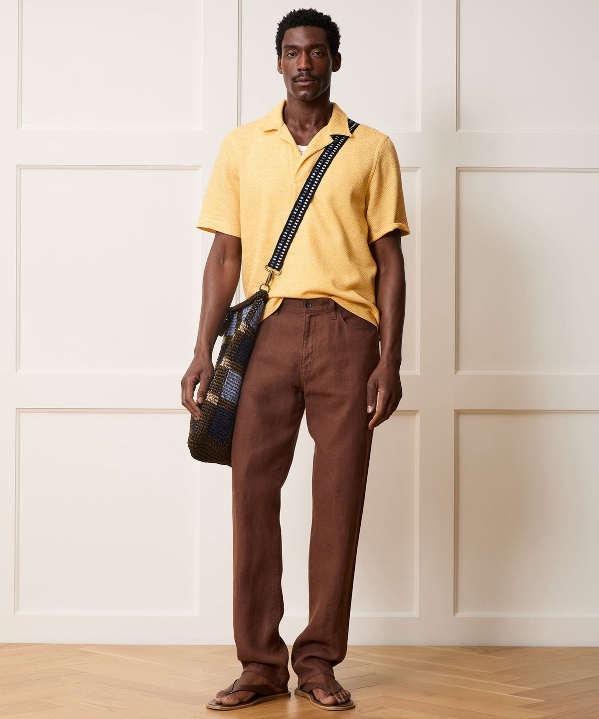 Relaxed Microcheck Montauk Polo - Yellow