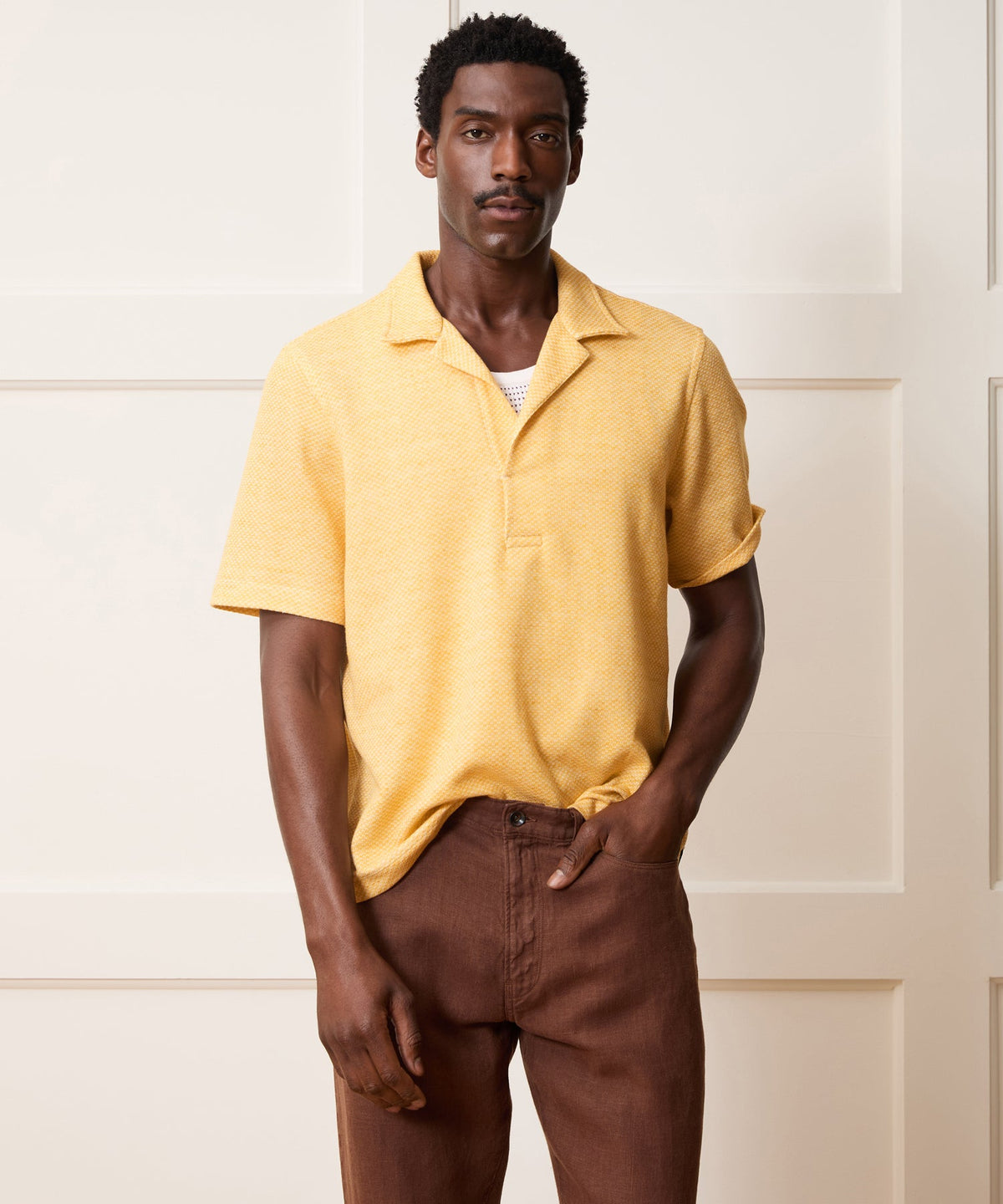 Relaxed Microcheck Montauk Polo - Yellow