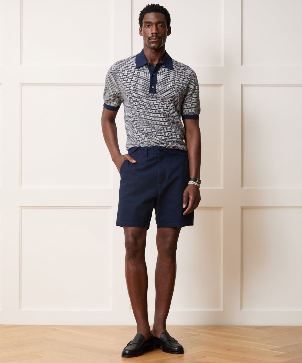 Joshua Sweater Polo - Navy Batik