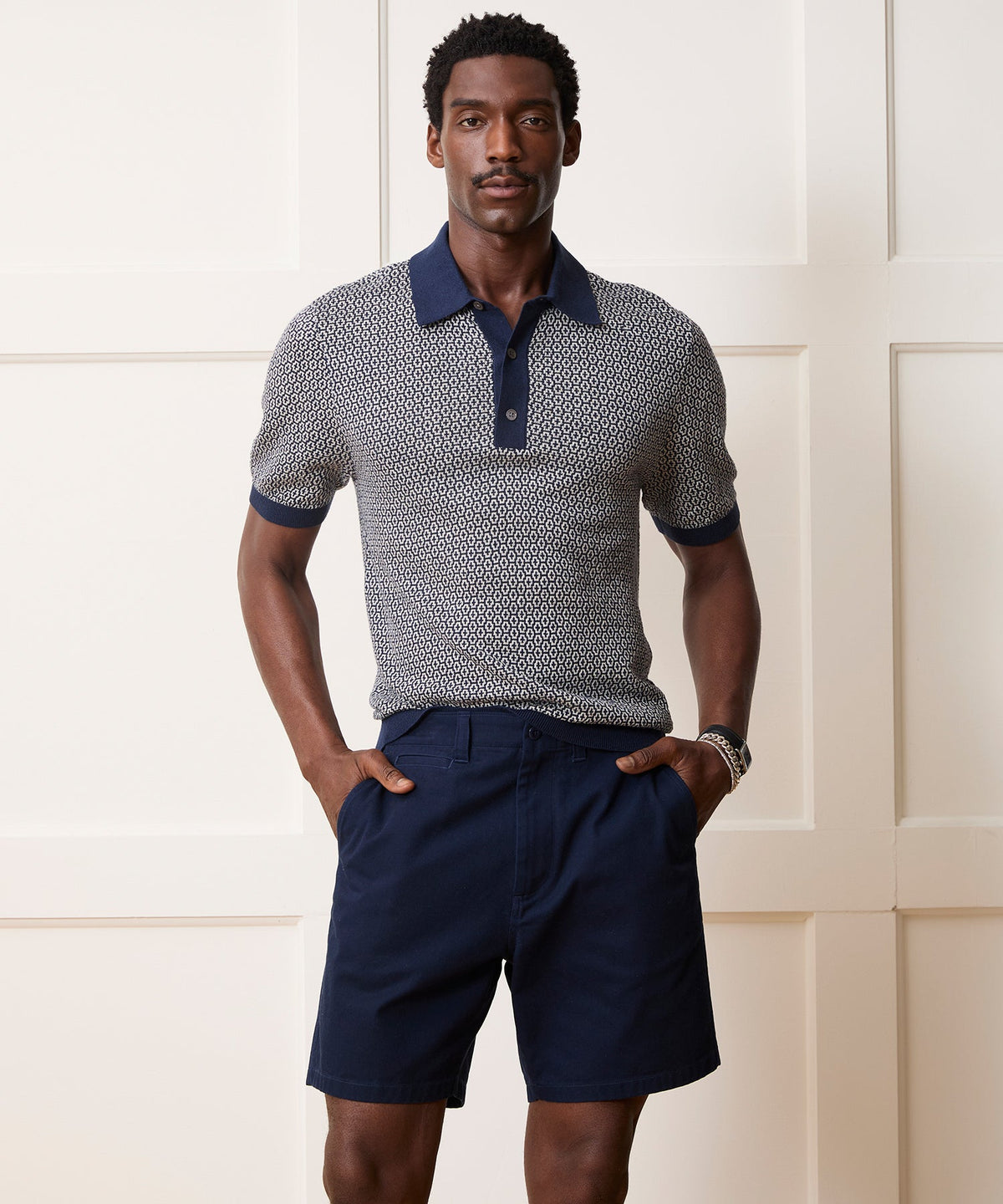Joshua Sweater Polo - Navy Batik