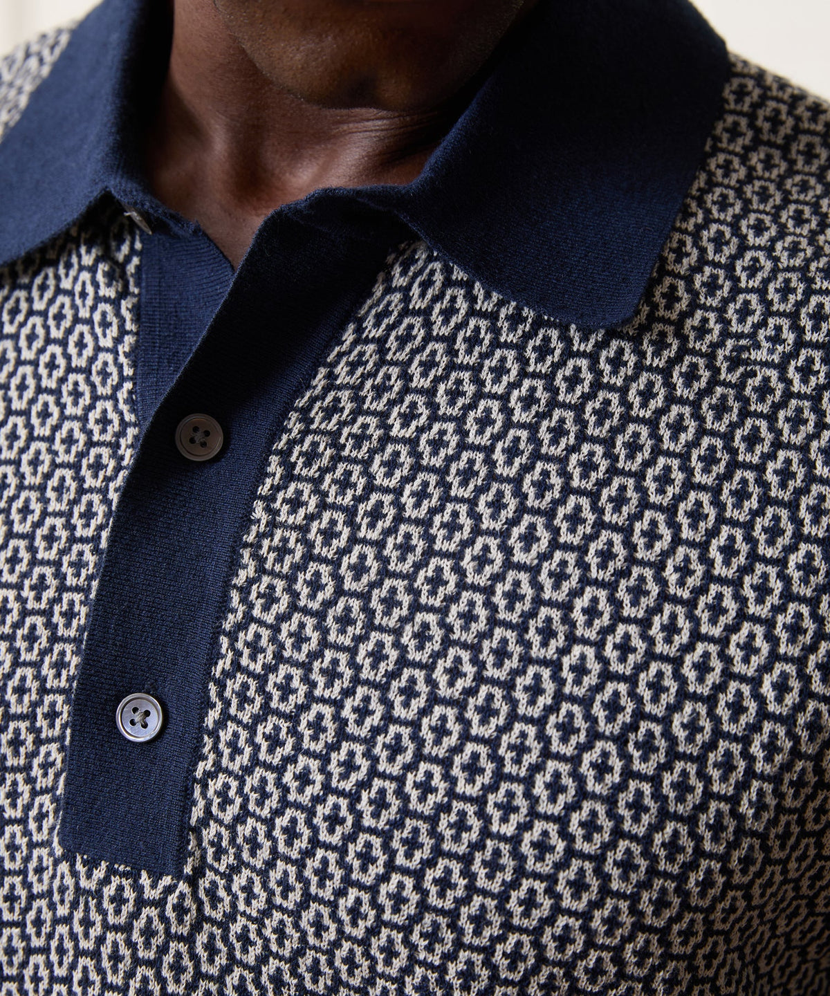 Joshua Sweater Polo - Navy Batik