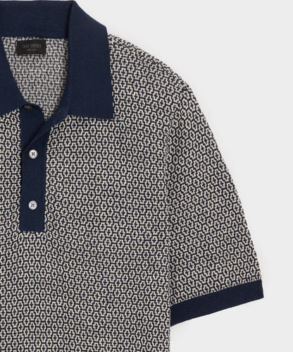Joshua Sweater Polo - Navy Batik