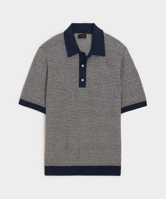 Joshua Sweater Polo - Navy Batik