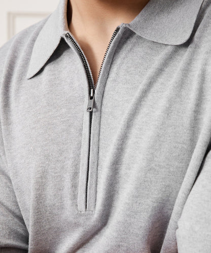 Kent Quarter-Zip Sweater Polo - Heather Grey