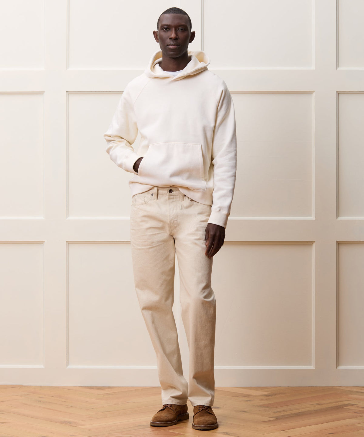 Cotton-Camelhair Fleece Hoodie - Vintage White