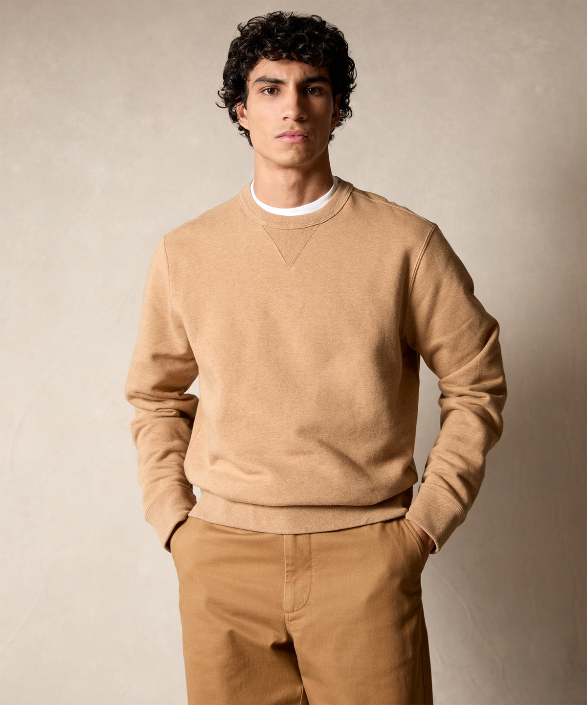 Cotton-Camelhair Fleece Sweatshirt - Camel
