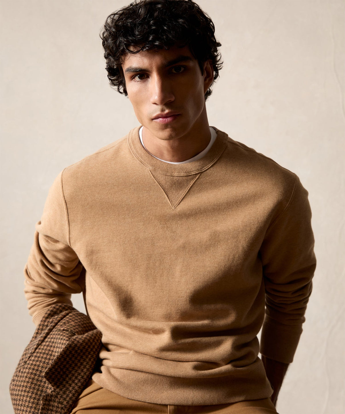 Cotton-Camelhair Fleece Sweatshirt - Camel
