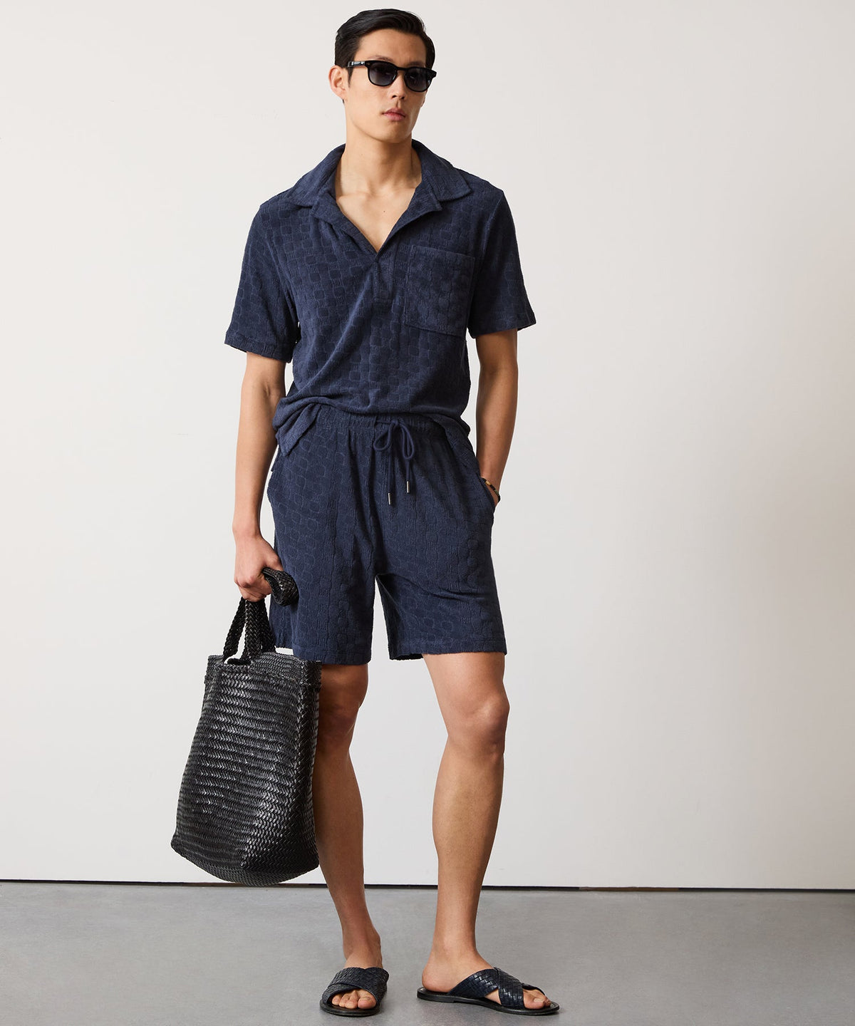 Jacquard Terry Montauk Polo - Classic Navy