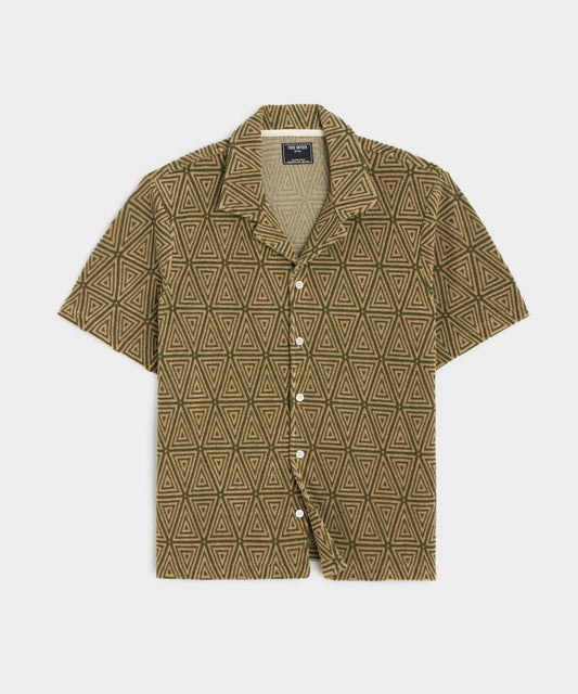 Terry Jacquard Cabana Polo Shirt - Green Leaf
