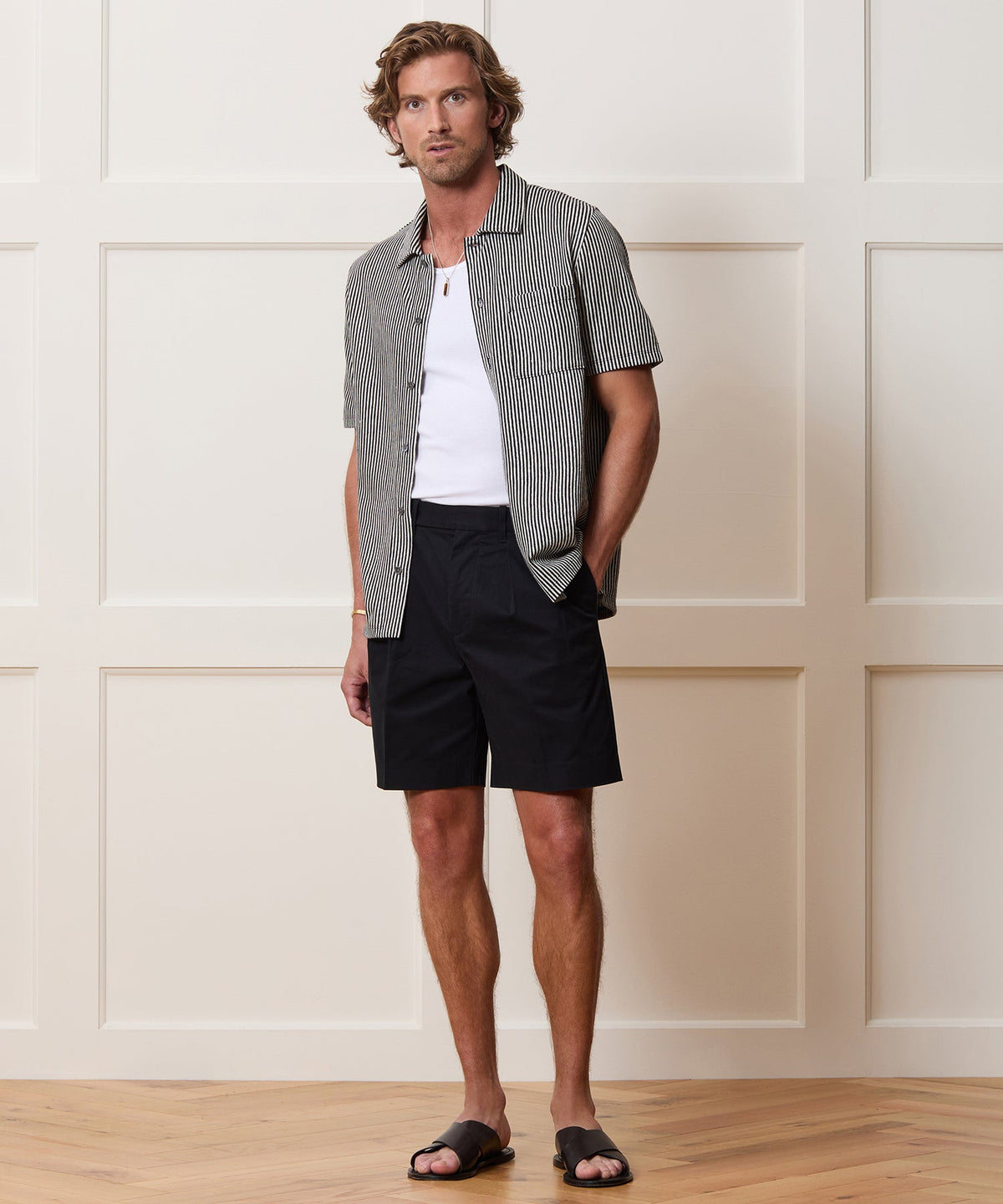 Linen-Cotton Polo - Black