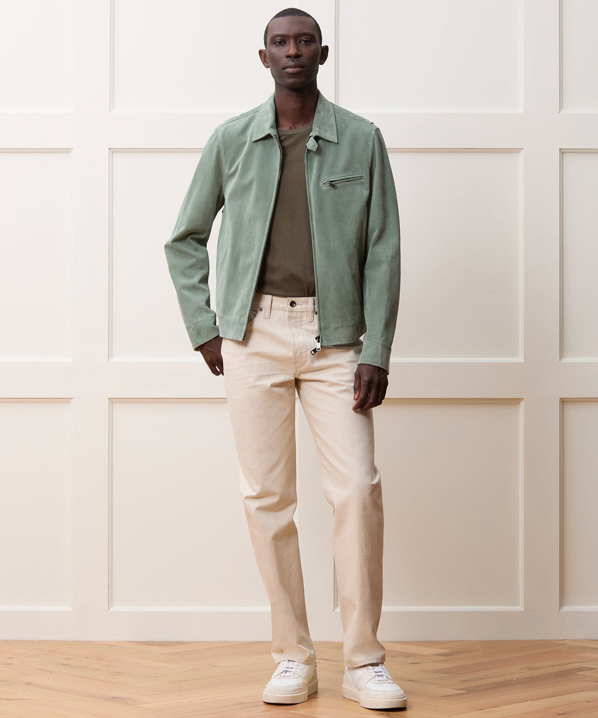 Italian Suede Dean Jacket - Soft Sage