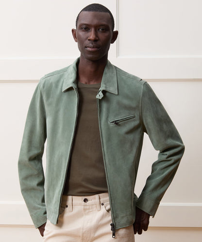 Italian Suede Dean Jacket - Soft Sage