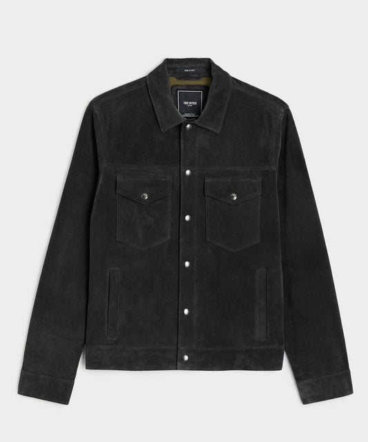Italian Suede Dylan Jacket - Black