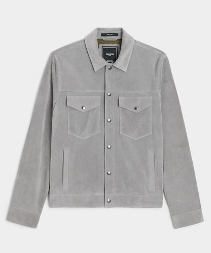 Italian Suede Dylan Jacket - Light Grey