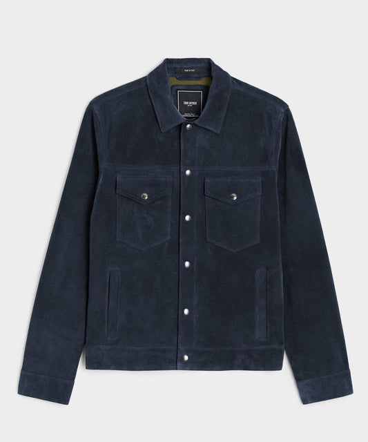 Italian Suede Dylan Jacket - Navy