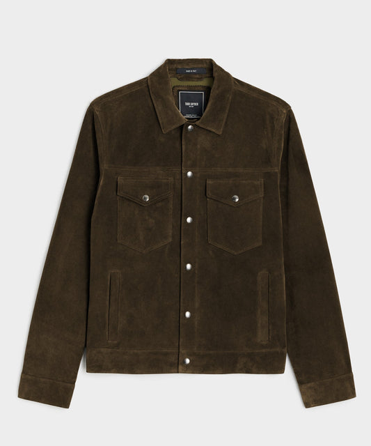 Italian Suede Dylan Jacket - Olive
