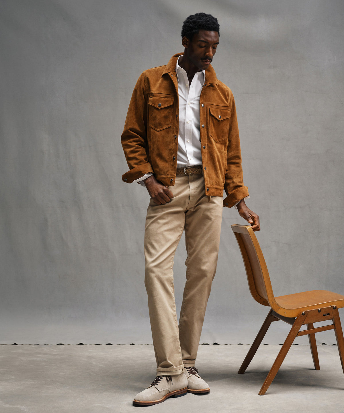 Italian Suede Dylan Jacket - Burnt Caramel