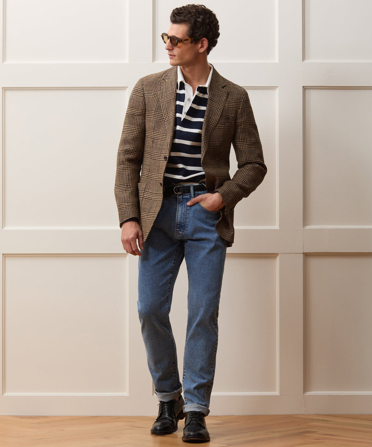 Italian Glen Plaid Sport Coat - Khaki
