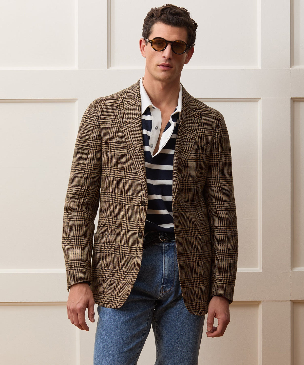 Italian Glen Plaid Sport Coat - Khaki
