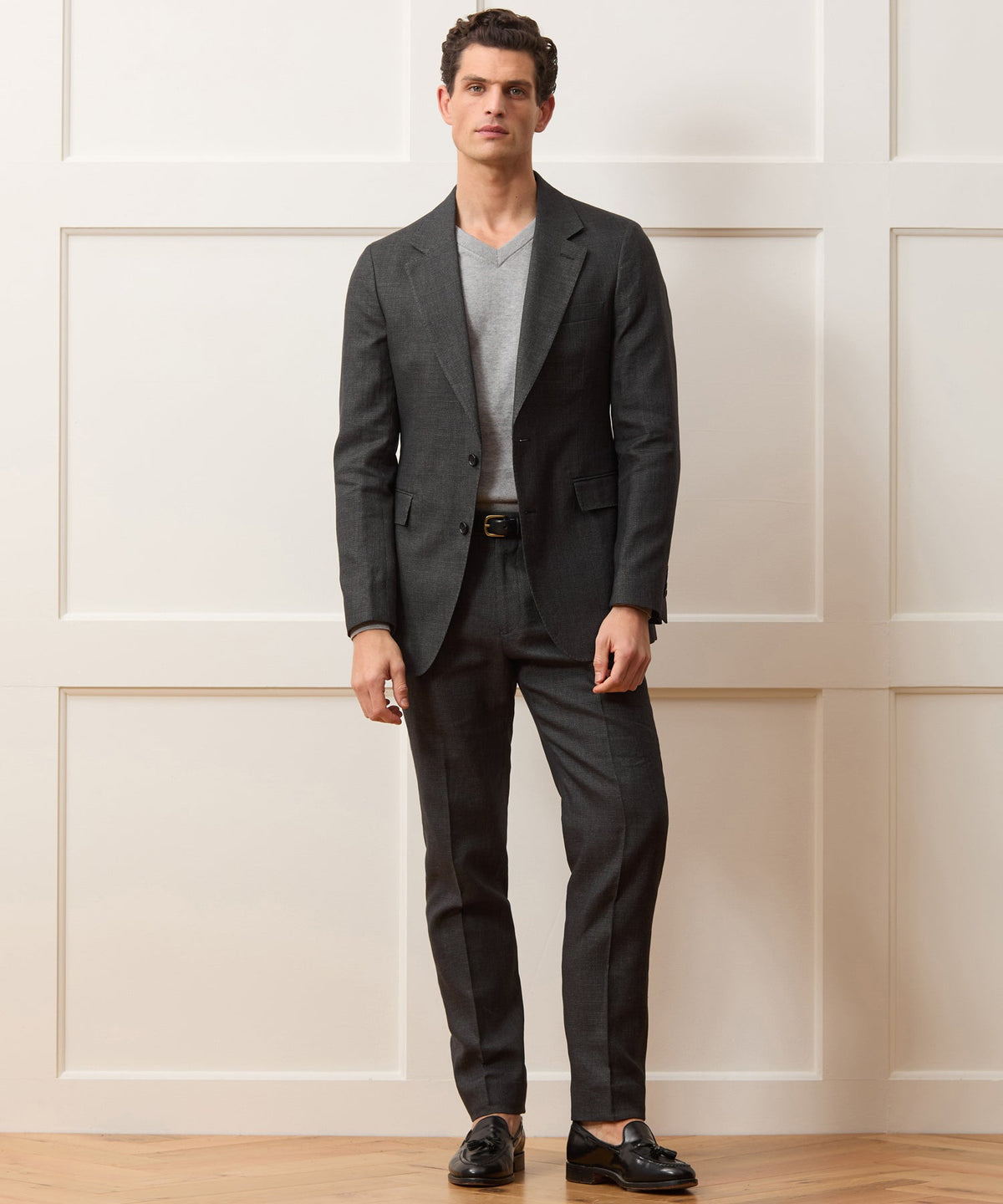 Italian Cotton-Linen Sutton Trouser - Charcoal
