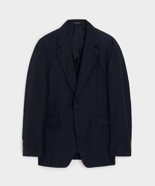 Italian Cotton-Linen Pinstripe Sutton Jacket - Navy