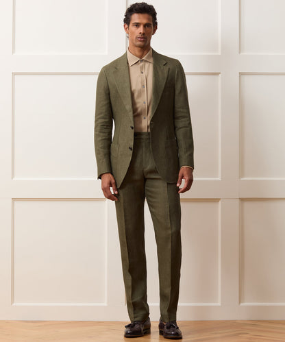 Italian Linen Madison Trouser - Olive