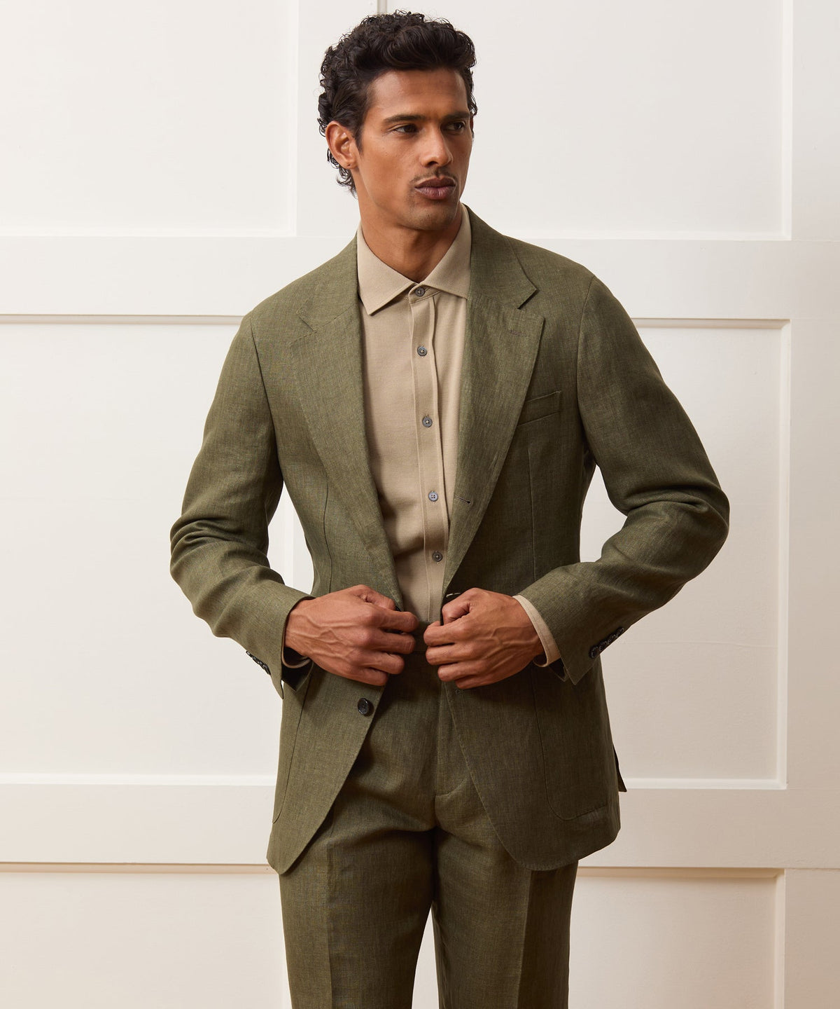 Italian Linen Madison Jacket - Olive