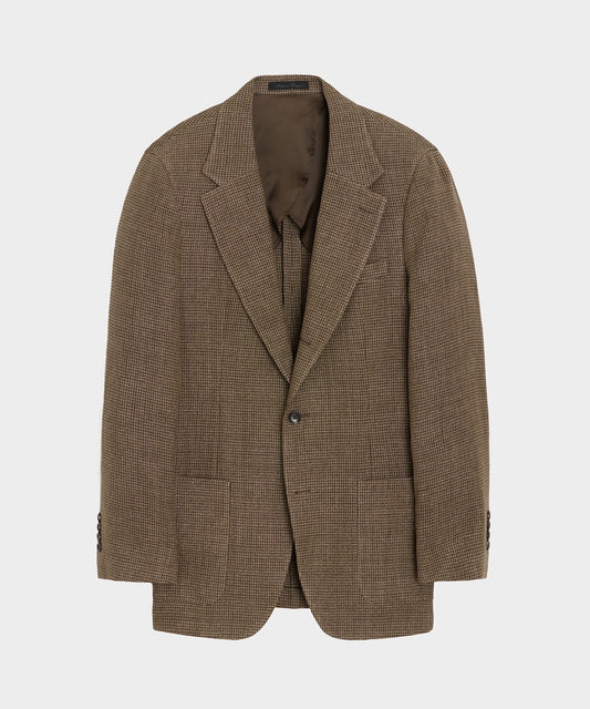 Italian Linen Houndstooth Madison Jacket - Tan