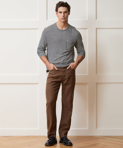 Straight Fit 5-Pocket Linen Pant - Cigar