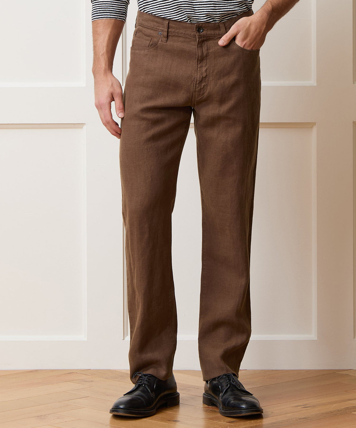 Straight Fit 5-Pocket Linen Pant - Cigar