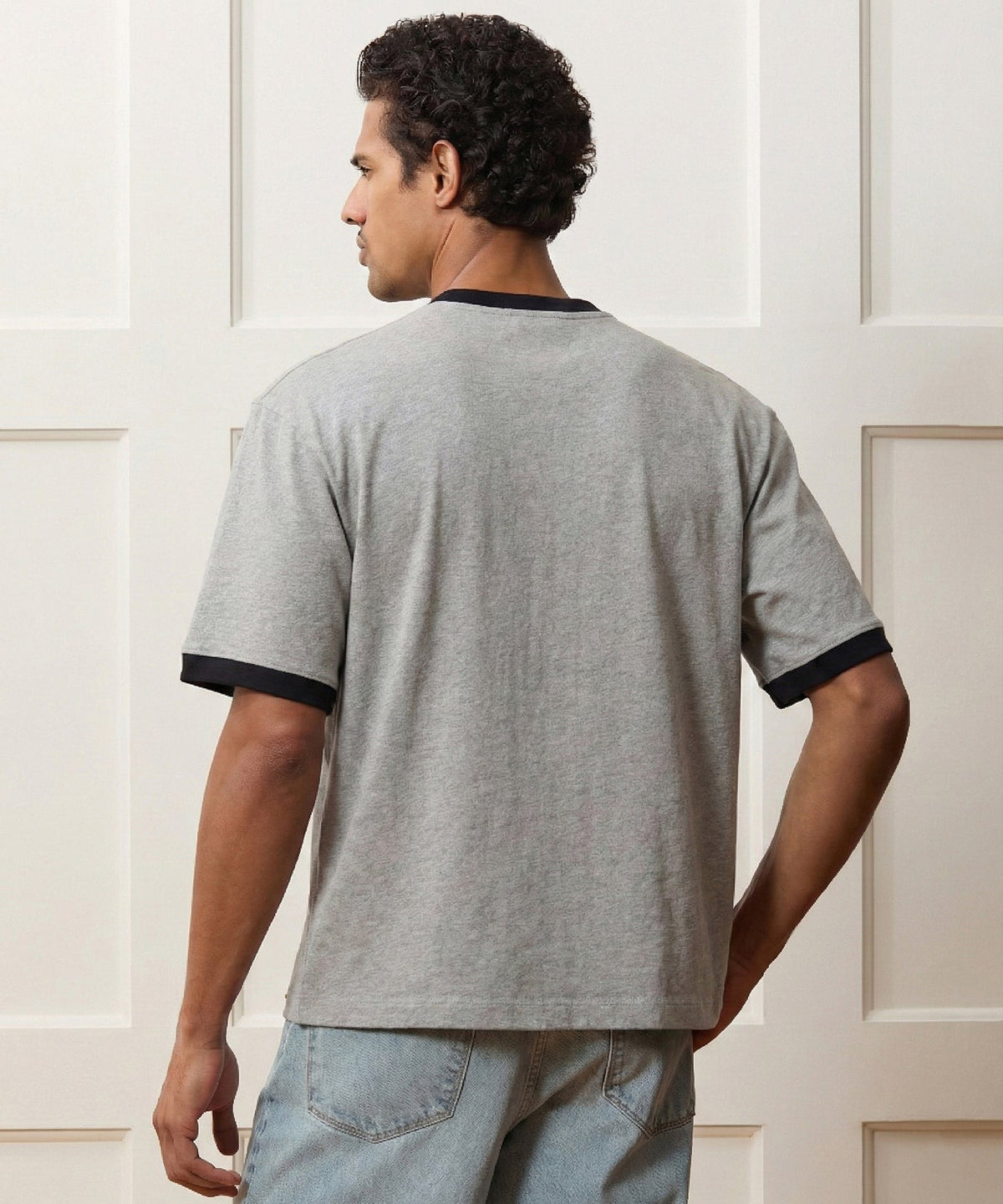 Boxy Jersey Ringer Tee - Grey Heather